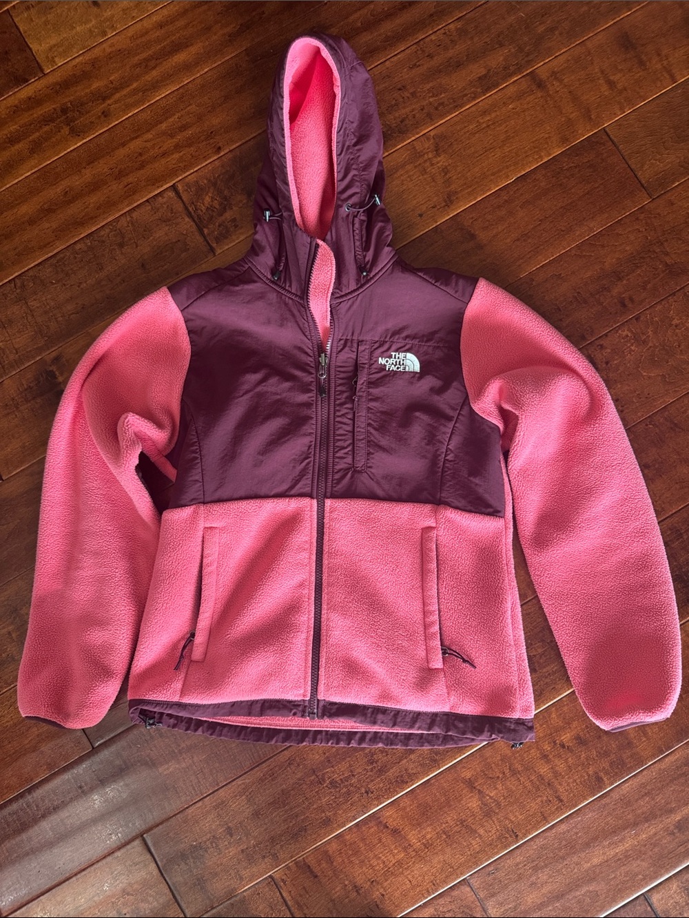 The North Face Pink and Plum Hooded Fleece Jacket womens S